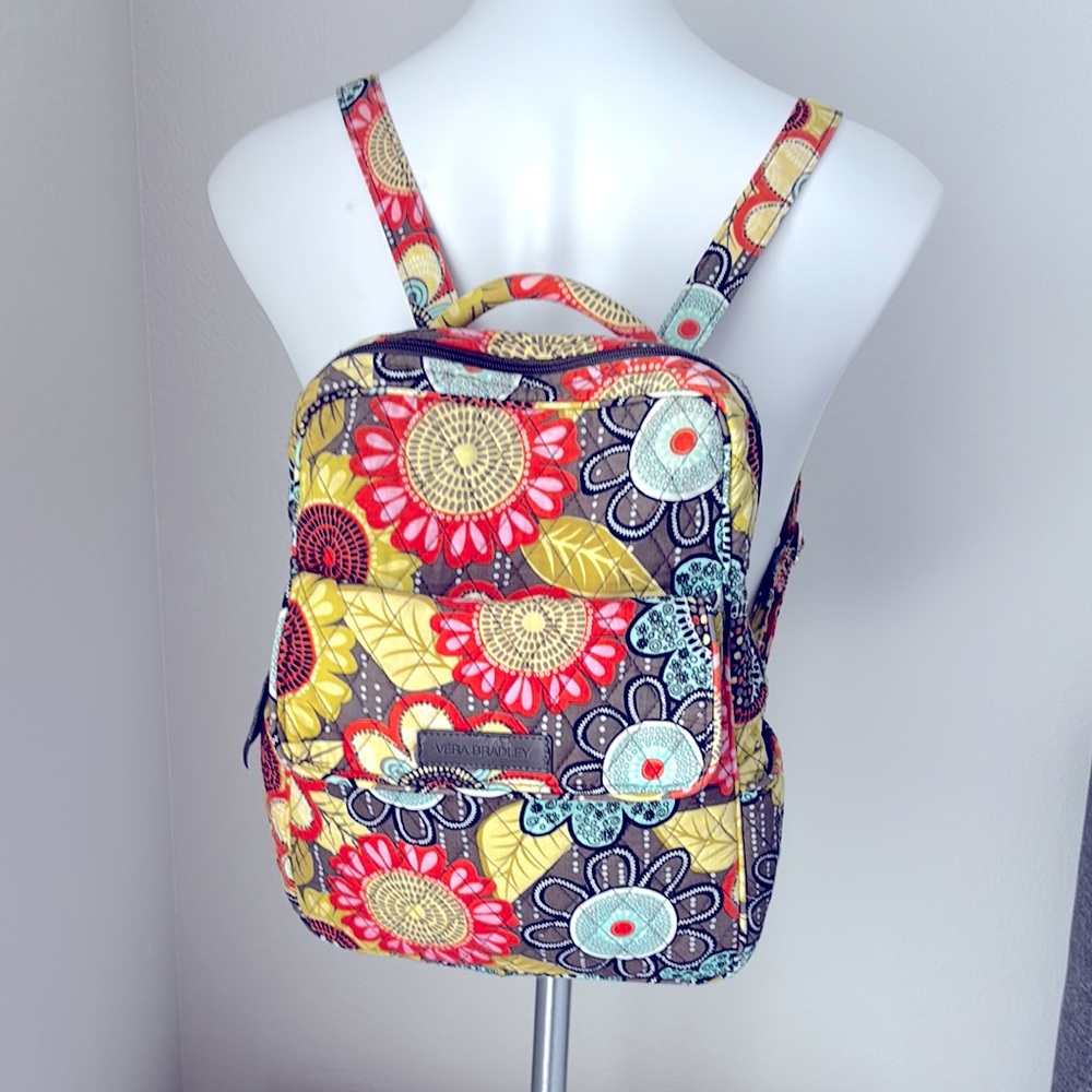 Vera Bradley Yellow and Brown Floral Backpack